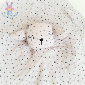 Doudou plat Lapin Mouton lange gris noir étoiles BOUT’CHOU MONOPRIX