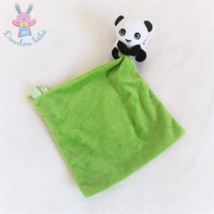 Doudou Panda Power blanc noir mouchoir vert H&M