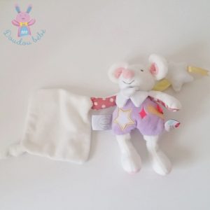 Souris Magic blanc mauve mouchoir DOUDOU ET COMPAGNIE