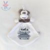 Doudou plat Souris Mickey avec Minnie voiture noir blanc gris DISNEY