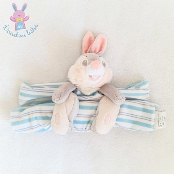 Doudou Lapin Panpan gris couverture rayé bleu blanc DISNEY STORE