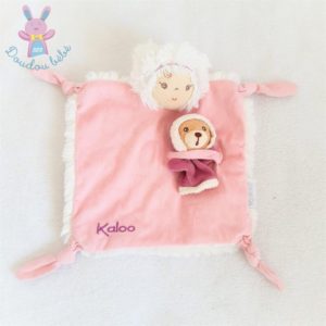 Doudou plat esquimau marionnette ours Winter folies rose blanc KALOO