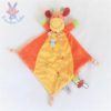 Doudou plat Girafe orange jaune fleurs oiseau MOTS D'ENFANTS