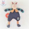 Doudou plat Ane Cheval Zig Zag bleu rayé coloré MOULIN ROTY