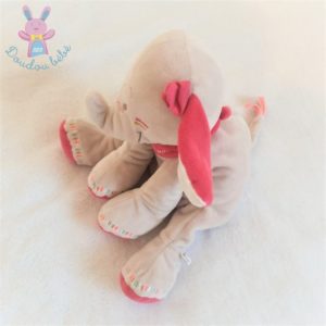 Doudou éléphant Anna & Pili beige et rose 20 cm assis NOUKIE’S