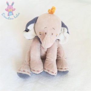 Doudou éléphant beige bleu Wapi et Bao 20 cm NOUKIE’S