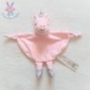 Doudou plat Licorne grelot rose blanc gris étoiles TOM & KIDDY