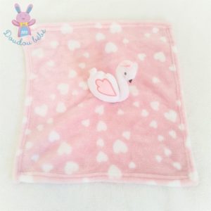 Doudou plat Cygne rose et blanc motif cœurs PRIMARK