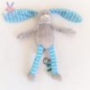 Doudou Lapin gris bleu turquoise et blanc rayé VACO