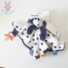 Doudou plat Chien Aston & Jack blanc bleu pois NOUKIE'S