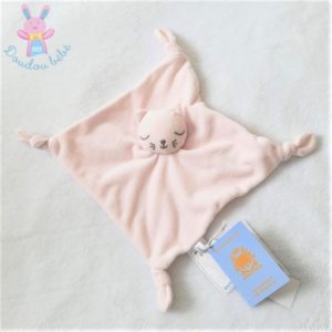 Doudou plat Chat dormeur rose gris étoiles BOUT’CHOU MONOPRIX