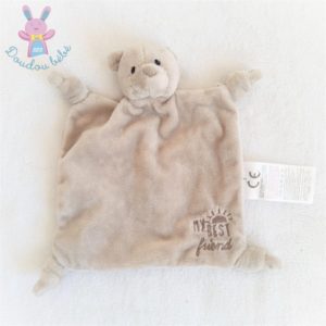 Doudou plat Ours beige crème marron « my best friend » Grain de Blé Z