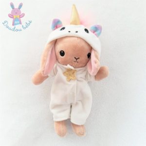 Doudou Lapin beige déguisé en Licorne blanc coloré H&M