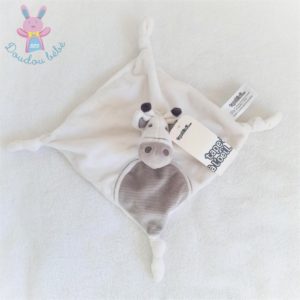 Doudou plat Vache Girafe blanc gris rayé TAPE A L’OEIL TAO