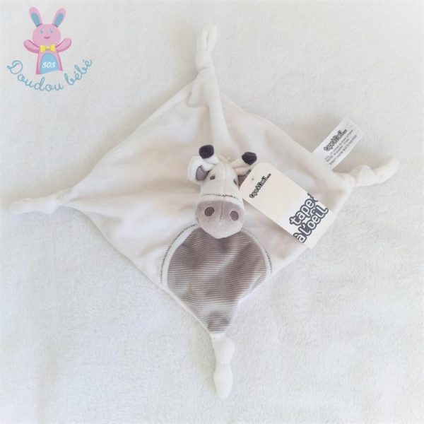 Doudou plat Vache Girafe blanc gris rayé TAPE A L'OEIL TAO