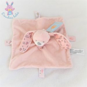 Doudou plat Lapin rose oiseaux nid « my little bird » BOUT’CHOU