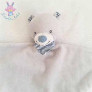 Doudou plat Ours triangle gris et rayé bleu BOUT’CHOU MONOPRIX