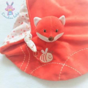 Doudou plat Renard orange blanc abeille attache tétine GIPSY