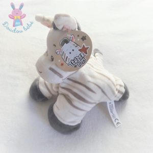 Doudou Zèbre blanc et gris TENDER TOYS