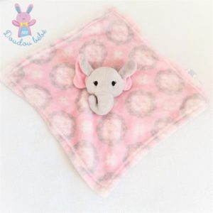 Doudou plat éléphant polaire tout doux gris rose blanc HB