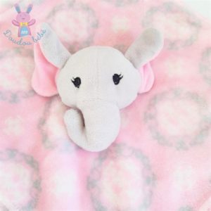 Doudou plat éléphant polaire tout doux gris rose blanc HB