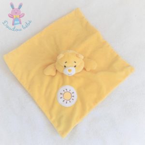 Doudou plat Bisounours jaune blanc soleil rayé CARE BEARS