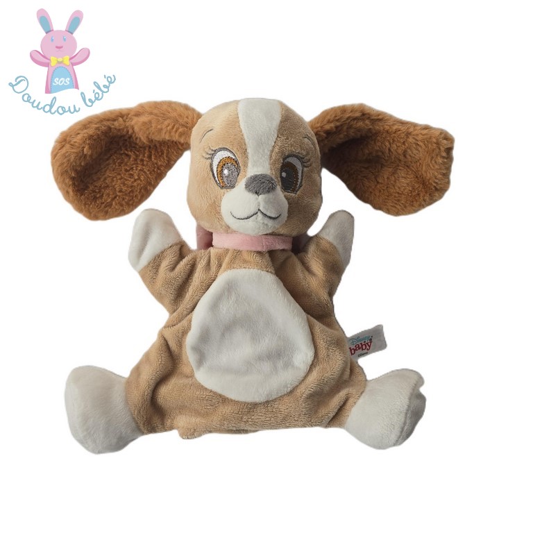 Doudou marionnette Chien Belle Lady beige blanc marron DISNEY