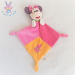 Doudou plat Souris Minnie rose jaune nounours DISNEYLAND DISNEY