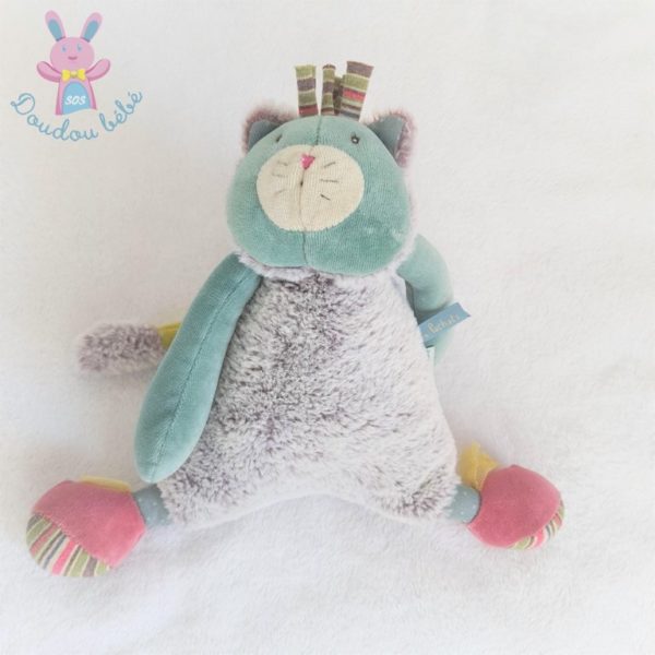 Doudou Chat musical Les Pachats gris vert MOULIN ROTY