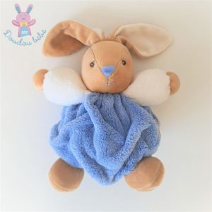 Doudou Lapin plume beige blanc et bleu 18 cm KALOO