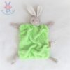 Doudou plat Lapin plume gris vert fluo et blanc KALOO