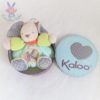 Doudou Lapin boule Hippie Chic bleu vert beige K KALOO