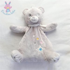 Doudou Ours range pyjama gris blanc étoiles MOTS D’ENFANTS