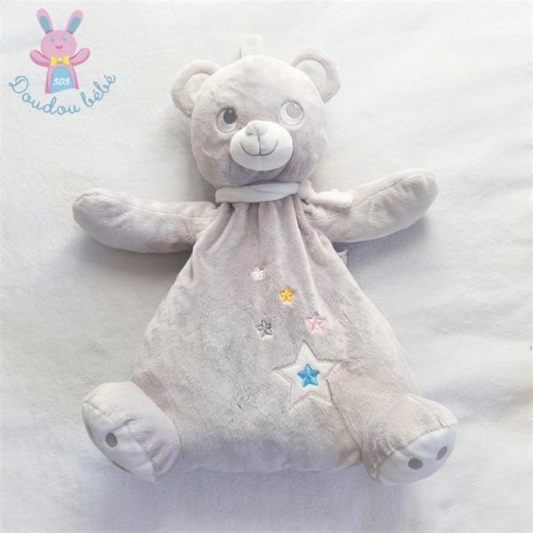 Doudou Ours range pyjama gris blanc étoiles MOTS D'ENFANTS