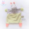 Doudou plat Hippopotame gris rayé vert fluo MOTS D'ENFANTS