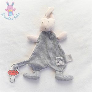 Doudou plat Lapin Aimé et Céleste rayé bleu MOULIN ROTY