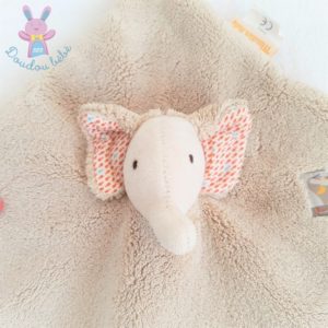 Doudou plat éléphant Les Papoum beige orange MOULIN ROTY