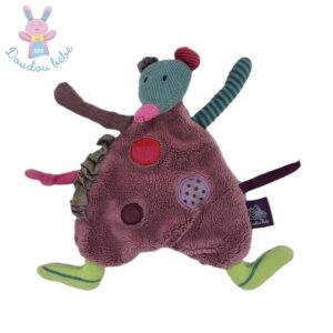 Doudou plat Souris violet mauve bleu Les Jolis Pas Beaux MOULIN ROTY