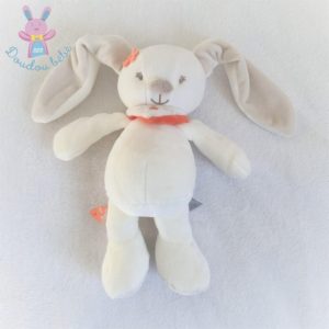 Doudou Lapin blanc fleur saumon Mia & Basile 30 cm NATTOU