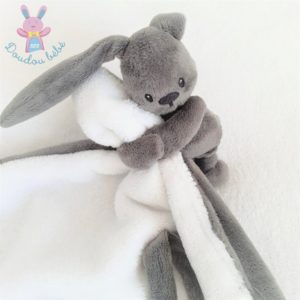 Doudou Lapin gris foncé anthracite et blanc couverture NATTOU