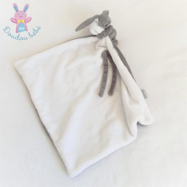 Doudou Lapin gris foncé anthracite et blanc couverture NATTOU