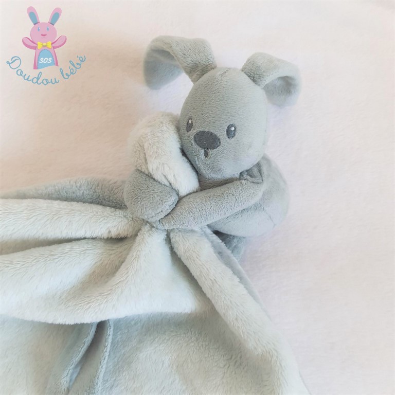 Doudou couverture lapin NATTOU Lapidou gris anthracite et blanc - S