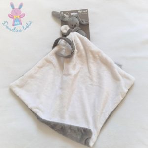 Doudou Lapin gris foncé anthracite et blanc couverture NATTOU