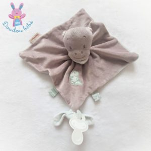 Doudou plat Hippopotame Hippolyte & Léa gris bleu crocodile NATTOU