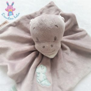 Doudou plat Hippopotame Hippolyte & Léa gris bleu crocodile NATTOU