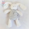 Doudou Lapin blanc combinaison rayé gris OBAIBI OKAIDI