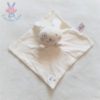 Doudou plat Lapin tissu blanc gris cœurs POMMETTE