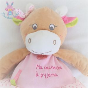 Doudou Vache Coquillette range pyjama cachette rose beige BABY NAT