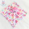 Doudou plat Renard rose couronne grenouilles papillons fleurs MIX DOUDOU