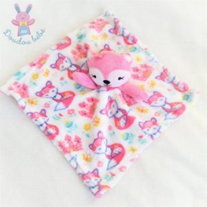 Doudou plat Renard rose couronne grenouilles papillons MIX DOUDOU